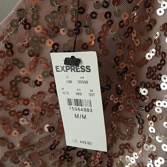 NWT Express blush colored sequined top - Picture 4 of 4